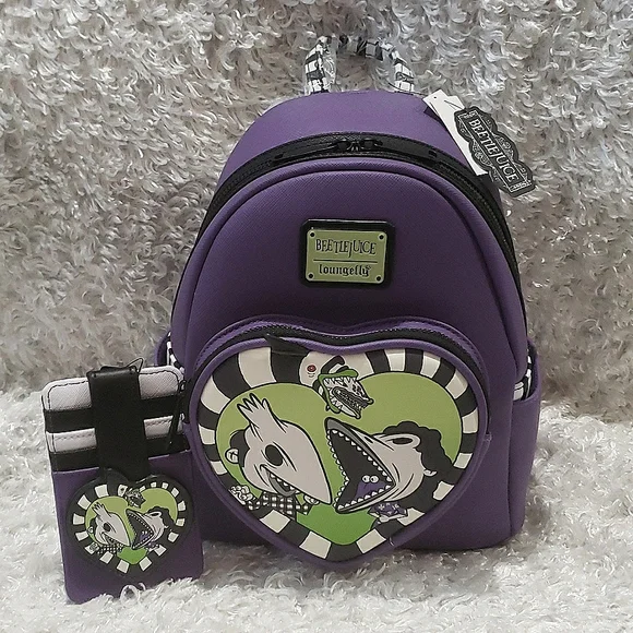 NWT Beetlejuice Loungefly Mini Backpack + Card Holder Loungefly Beetlejuice Mini Backpack & Cardholder Boxlunch  main image 3